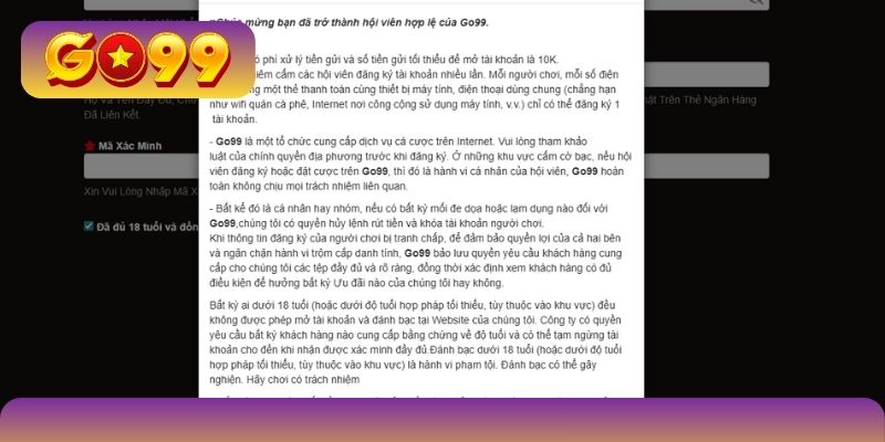 Điều kiện cần biết để thành công đăng ký GO99